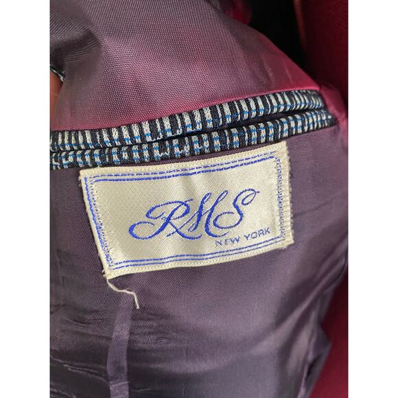 Blazer Vintage 1970s polyester broken stripe black blue - Picture 10 of 12